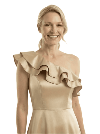 Chicsew Elegant One Shoulder Ruffle Ankle-Length Satin A-Line Mother Of The Bride Dresses