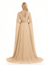 Chicsew Elegant Long Sleeves A-Line Chiffon Mother of The Bride Gown