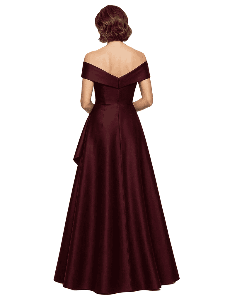 Elegant A-Line Off The Shoulder Satin Floor Length Evening Gown With Ruffle