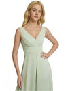 Elegant Deep V-Neck A-line Chiffon Long Bridesmaid Dresses