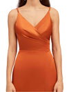 Elegant Spaghetti Straps V-Neck A-Line Soft Satin Simple Floor Length Bridesmaid Dresses