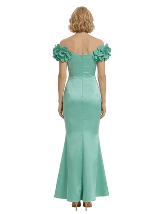 Chicsew Fancy Mother Of The Bride Dress V-Neck Sleeveless Mermaid Floor Length Satin