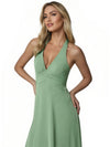 Sexy Halter V-Neck A-line Chiffon Floor-Length Bridesmaid Dresses