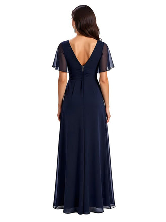 Elegant A-line V-neck Chiffon Bell Sleeves Mother of the Brides Dresses