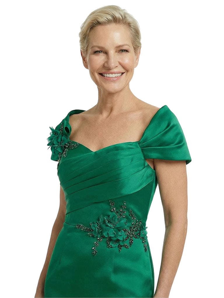 Off Shoulder Satin Mother Of The Bride Dress Mermaid Maxi Gown Formal Wedding Attire