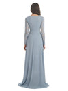 Elegant A-line Sweetheart Chiffon Long Sleeves Floor-Length Mother of the Brides Dresses