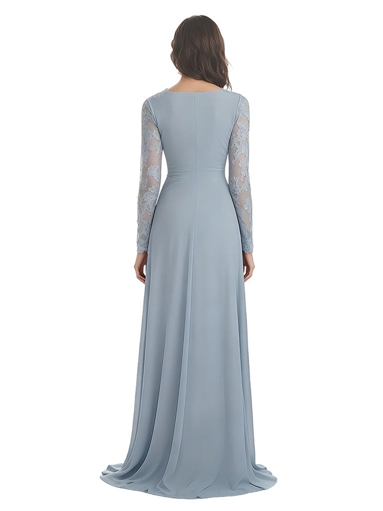 Elegant A-line Sweetheart Chiffon Long Sleeves Floor-Length Mother of the Brides Dresses