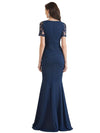 Elegant V-Neck Short Sleeves Chiffon Mermaid Floor-Length Mother of The Bride Dresses