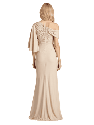 Elegant Side Slit Asymmetric Neckline Mermaid Ruched Long Mother Of The Bride Dresses