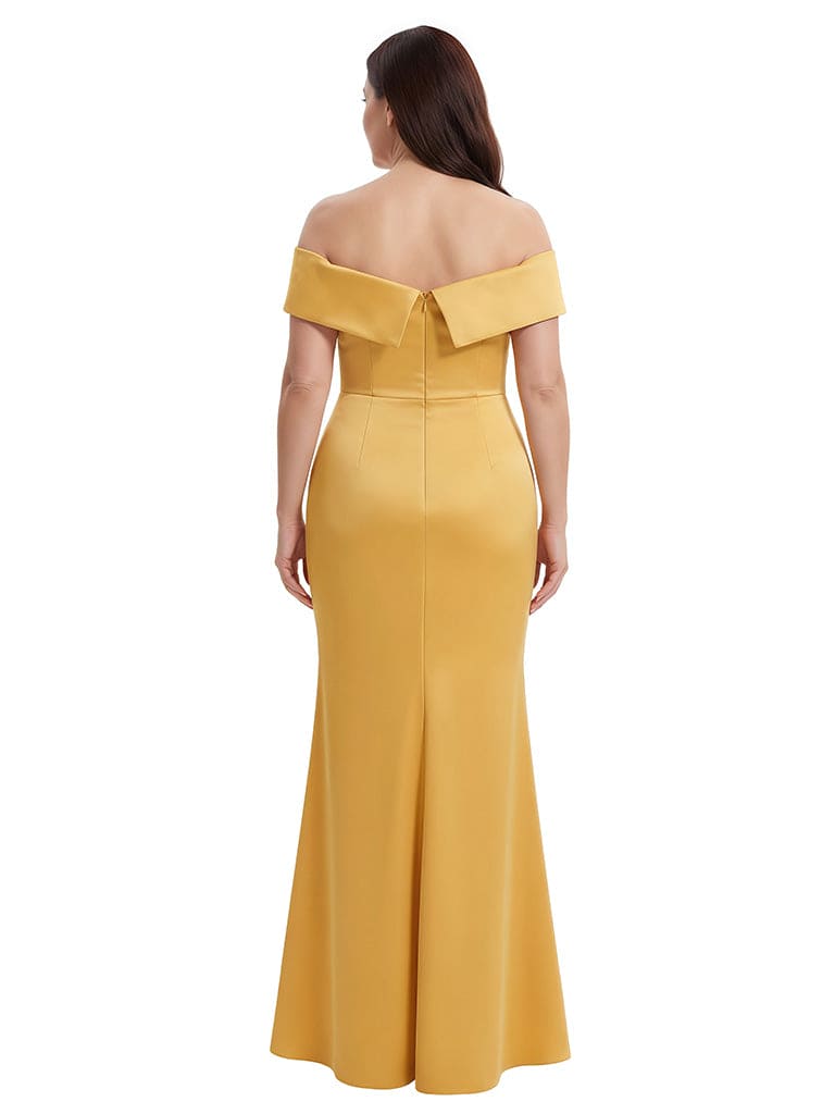 Elegant Soft Satin Sleeveless Off Shoulder Mermaid Floor-Length Mother Of The Bride Dresses