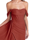 Sexy Mermaid Side Slit Chiffon Off The Shoulder Floor-Length Bridesmaid Dresses