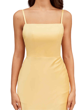 Sexy Simple Spaghetti Straps Beauty Soft Satin Bridesmaid Dresses Online