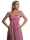 Sexy Chiffon Off The Shoulder Floor-Length Bridesmaid Dresses