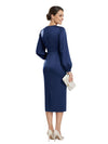 Sophisticated Square Neck Puff Sleeve Satin Sheath Mother Of The Groom Dress