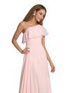 Elegant One Shoulder Ruffle Sleeves A-line Chiffon Long Bridesmaid Dresses
