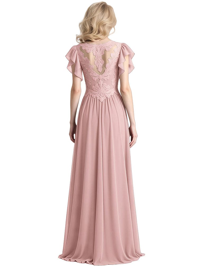 Elegant Bell Sleeves Chiffon A-line Long Mother of The Bride Dresses
