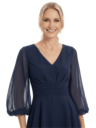 Morden Round Neck Chiffon Long Sleeves Mother Of The Groom Pants Suit