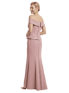 Modest Off Shoulder Sleevless Ruffles Satin Floor Length Mother of the Bride Dresses