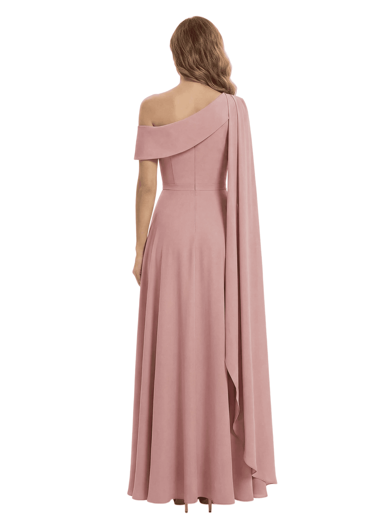 Elegant One Shoulder A-Line Satin Floor Length Mother of the Bride Dresses