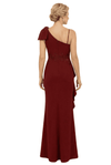 Chicsew Mother of Groom Gown Spaghetti Straps Ruffled Jersey Trumpet Maxi Dress with Bow