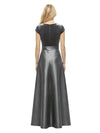 Elegant V-Neck Cap Sleeves A-line Velvet Long Mother of The Dresses