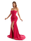 Sexy Side Split Sweetheart Mermaid Satin Trendy Long Bridesmaid Dresses Online