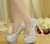 Women's Wedding Shoes Bow Crystal High Heel Decorative Heel Bridal Shoes,H32