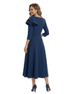 Chicsew Fancy Asymmetric Ruched Jersey A-Line Formal Dress For Mother Of The Bride With Ruffles