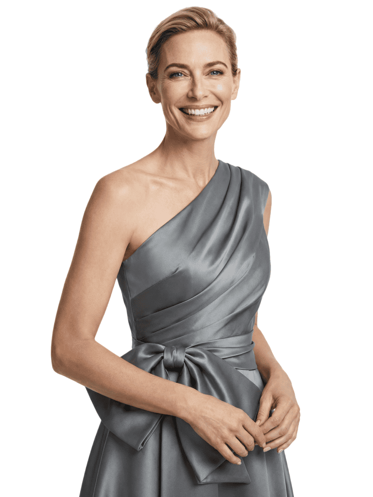 Elegant One Shoulder A-Line Floor-Length Satin Mother of the Groom Evening Dress