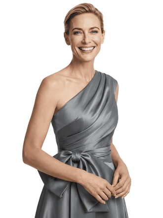 Elegant One Shoulder A-Line Floor-Length Satin Mother of the Groom Evening Dress