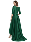 Chicsew Unique High-Low Satin Mother of The Groom Dress Half Sleeves A-Line Fancy Formal Evening Wear