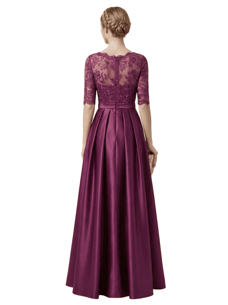 Chicsew Elegant Illusion Half Sleeve Lace Satin Mother of The Bride Dress Overskirt Long Mermaid Glamorous Gown