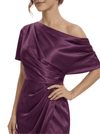 Chicsew Sexy Off Shoulder Satin Mother of The Groom Dress Side Slit Mermaid Long Elegant Gown