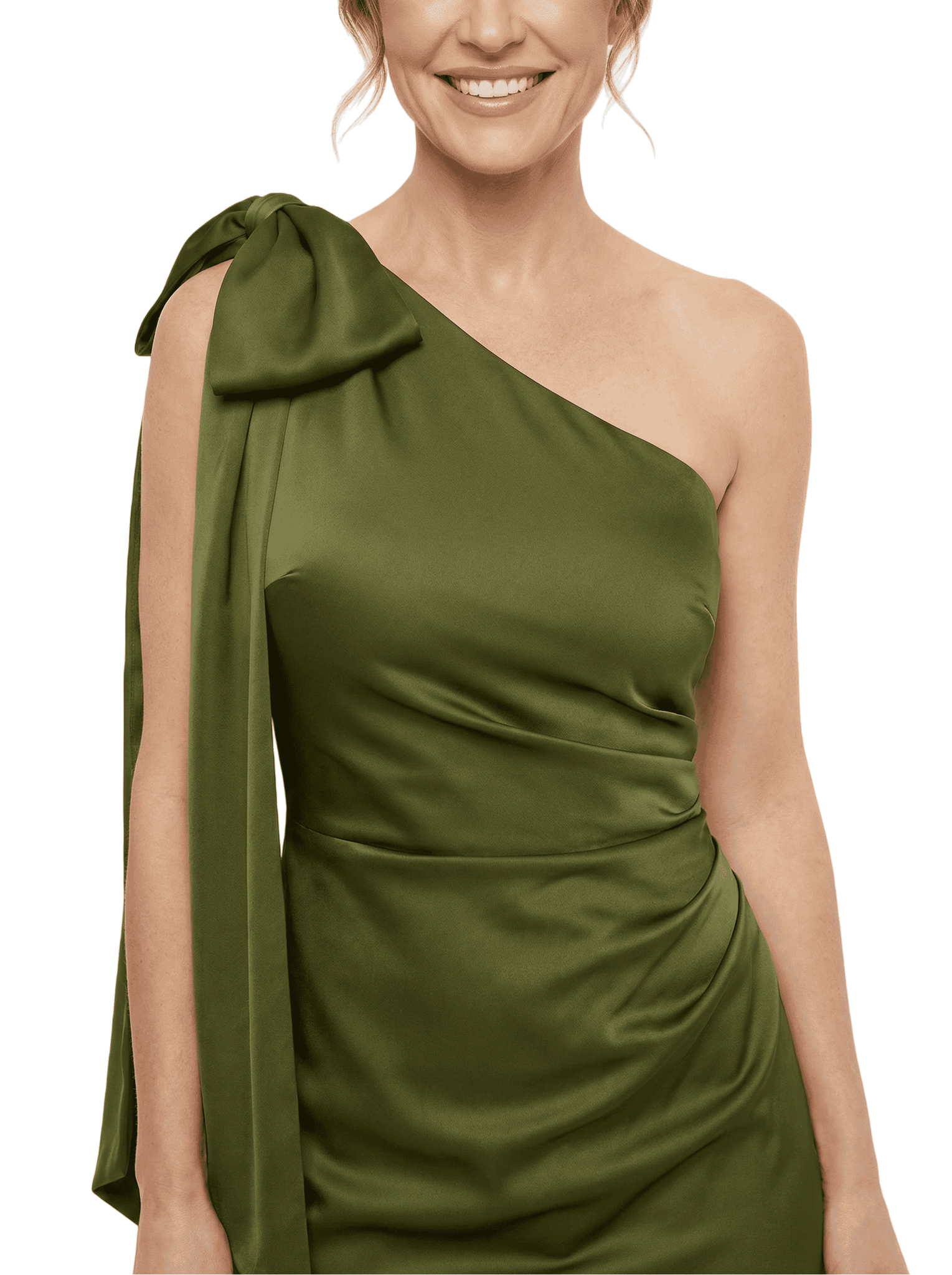 Chicsew One Shoulder Bow Ruched Satin Mermaid Mother Of The Bride Dresses