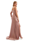 Modern Side Split One Shoulder Long Stretchy Satin Bridesmaid Dresses Online