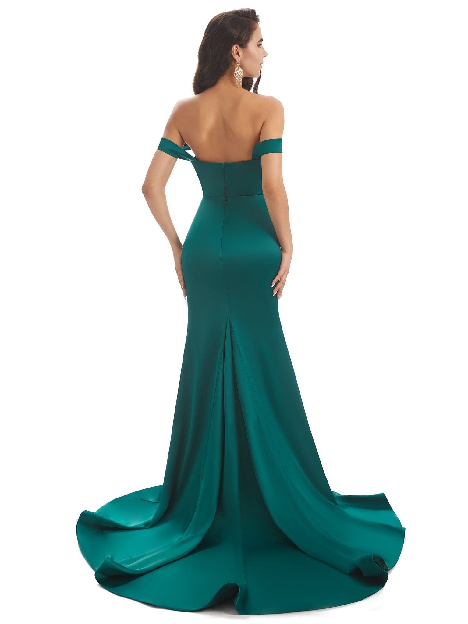 Sexy Mermaid Off The Shoulder Long Soft Satin Bridesmaid Dresses UK