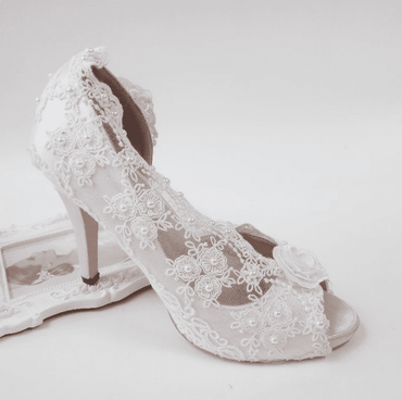 Women's Wedding Shoes Lace Shoes Flower High Heel Bridal Shoes,H39