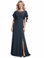 Elegant A-Line Bateau Flutter Sleeves Side Slit Chiffon Mother of The Bride Dresses
