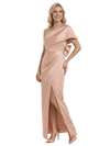 Elegant One Shoulder Bow Knot Floor-Length Satin Mother of the Groom Evening Dress