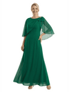 Chicsew Mother of The Bride Dresses Scoop Cape Sleeve Chiffon Maxi Gown Elegant Formal Wedding Event Attire