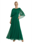 Chicsew Mother of The Bride Dresses Scoop Cape Sleeve Chiffon Maxi Gown Elegant Formal Wedding Event Attire