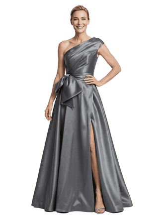 Elegant One Shoulder A-Line Floor-Length Satin Mother of the Groom Evening Dress