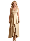 Elegant V-Neck Sleeveless Ruffles Satin A-Line Ankle-Length Mother Of The Bride Dresses