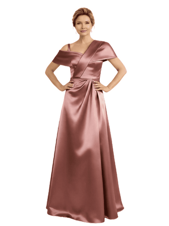 Sexy Asymmetrical Neck A-Line Satin Mother of the Groom Evening Dress