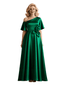 Elegant Short Sleeves Satin A-Line Floor-Length Mother Of The Bride Dresses