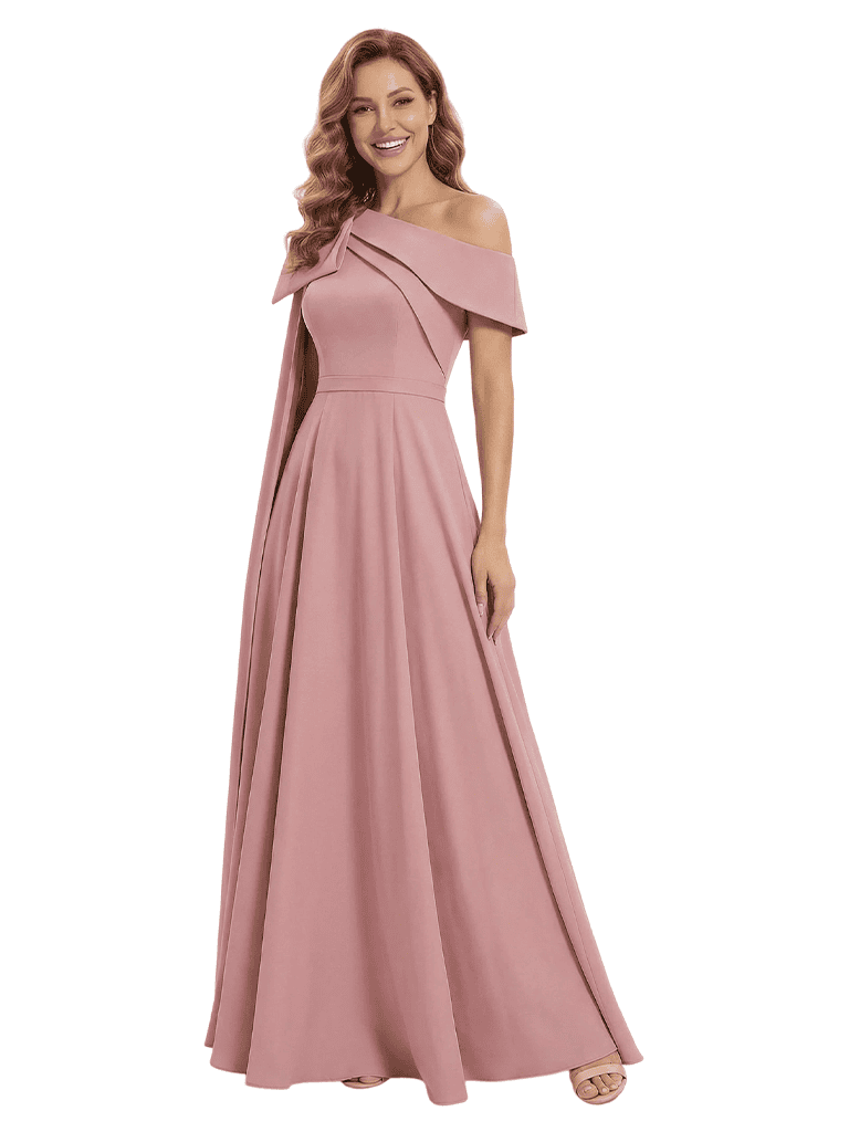 Elegant One Shoulder A-Line Satin Floor Length Mother of the Bride Dresses