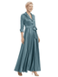 Blazer Collar Satin Mother Of The Bride Dress 3/4 Rolled Sleeves A-Line Maxi Gown