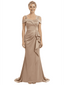 Chicsew Mother of The Groom Dresses Cold Shoulder Sleeveless Satin Mermaid Maxi Gown Classy Ruffled Formal Bridal Party Dress