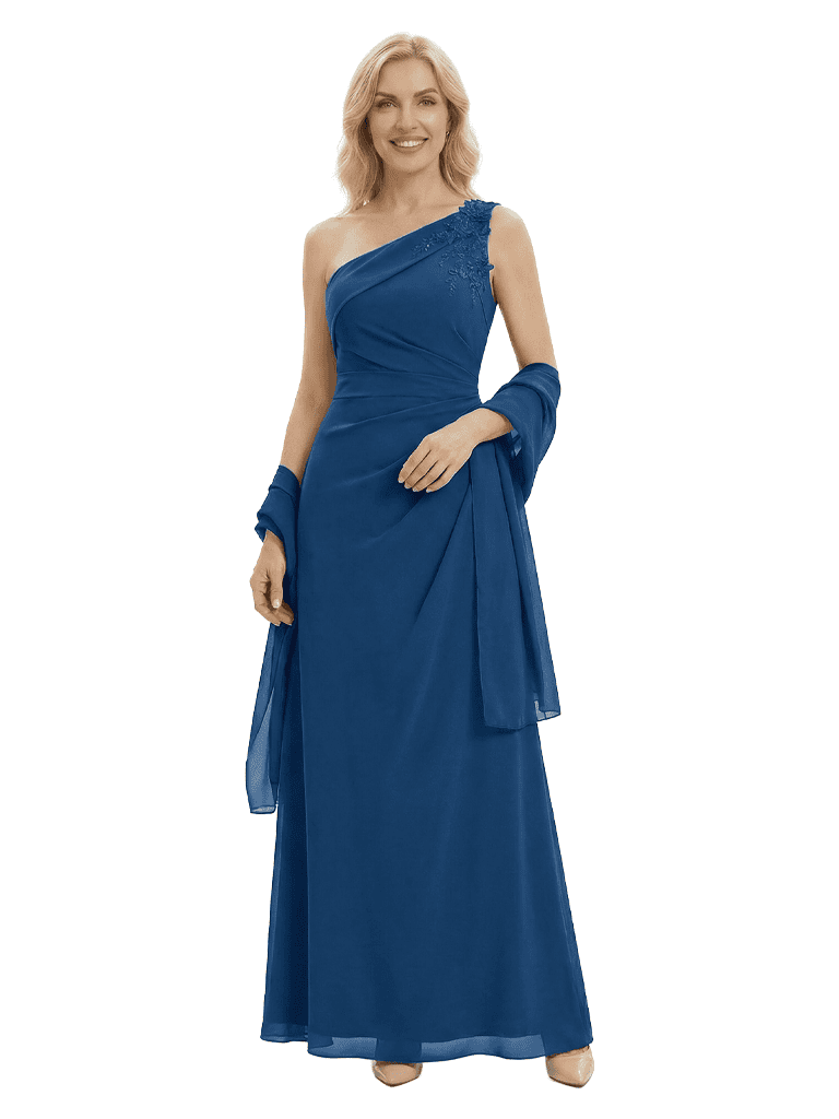 Elegant One Shoulder Lace Appliques Floor-Length Mother of The Bride Dresses