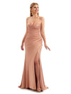 Strapless Sweetheart Sexy Side Split Stretch Satin Bridesmaid Dresses Online